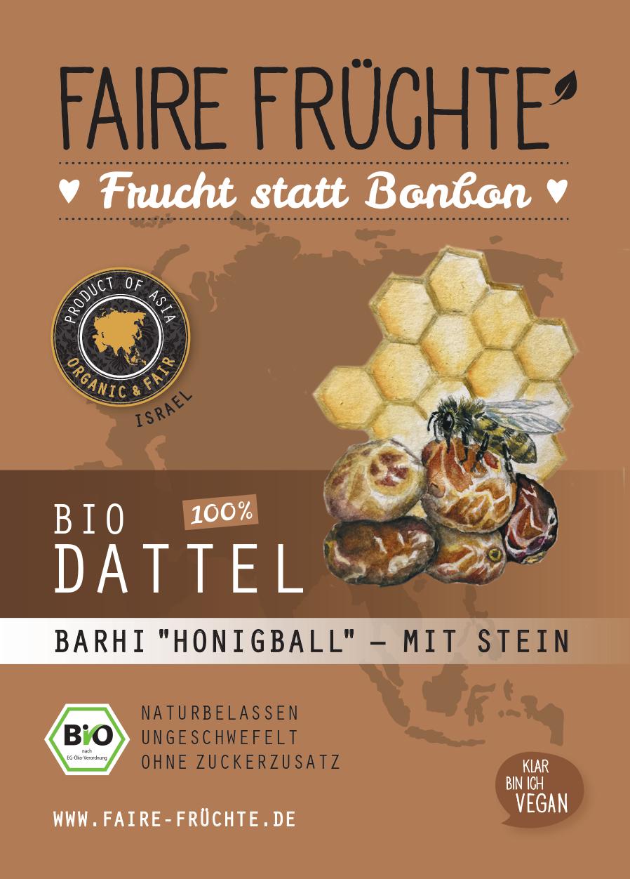 1kg Bio Dattel Barhi 'Honigball' mit Stein