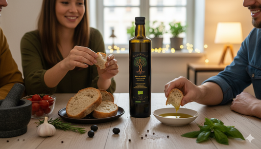 Bio Olivenöl Intensiv auf Pasta - natives Olivenöl Extra aus Portugal
